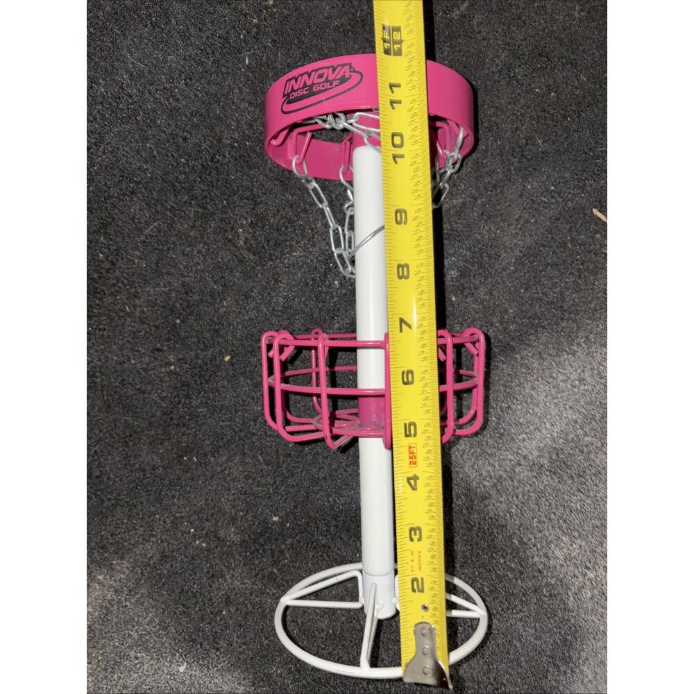 Innova Mini Disc Golf Basket Portable Tabletop Practice Target Pink White